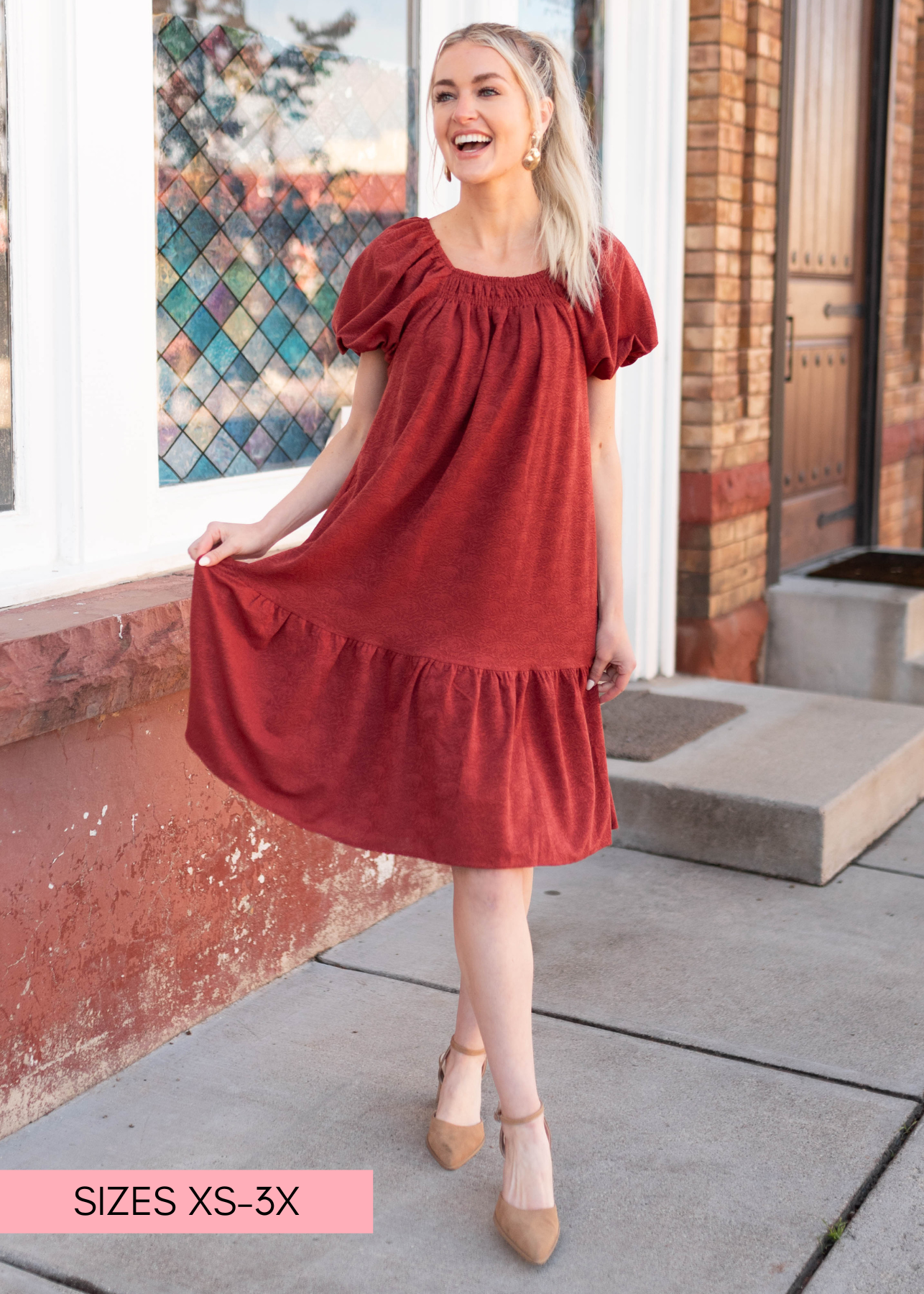 Leyla Rust Floral Dress