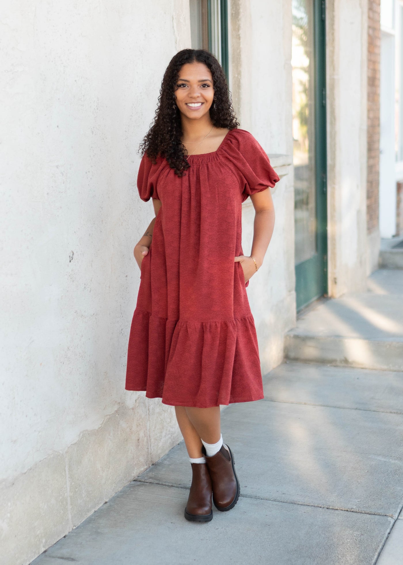 Leyla Rust Floral Dress