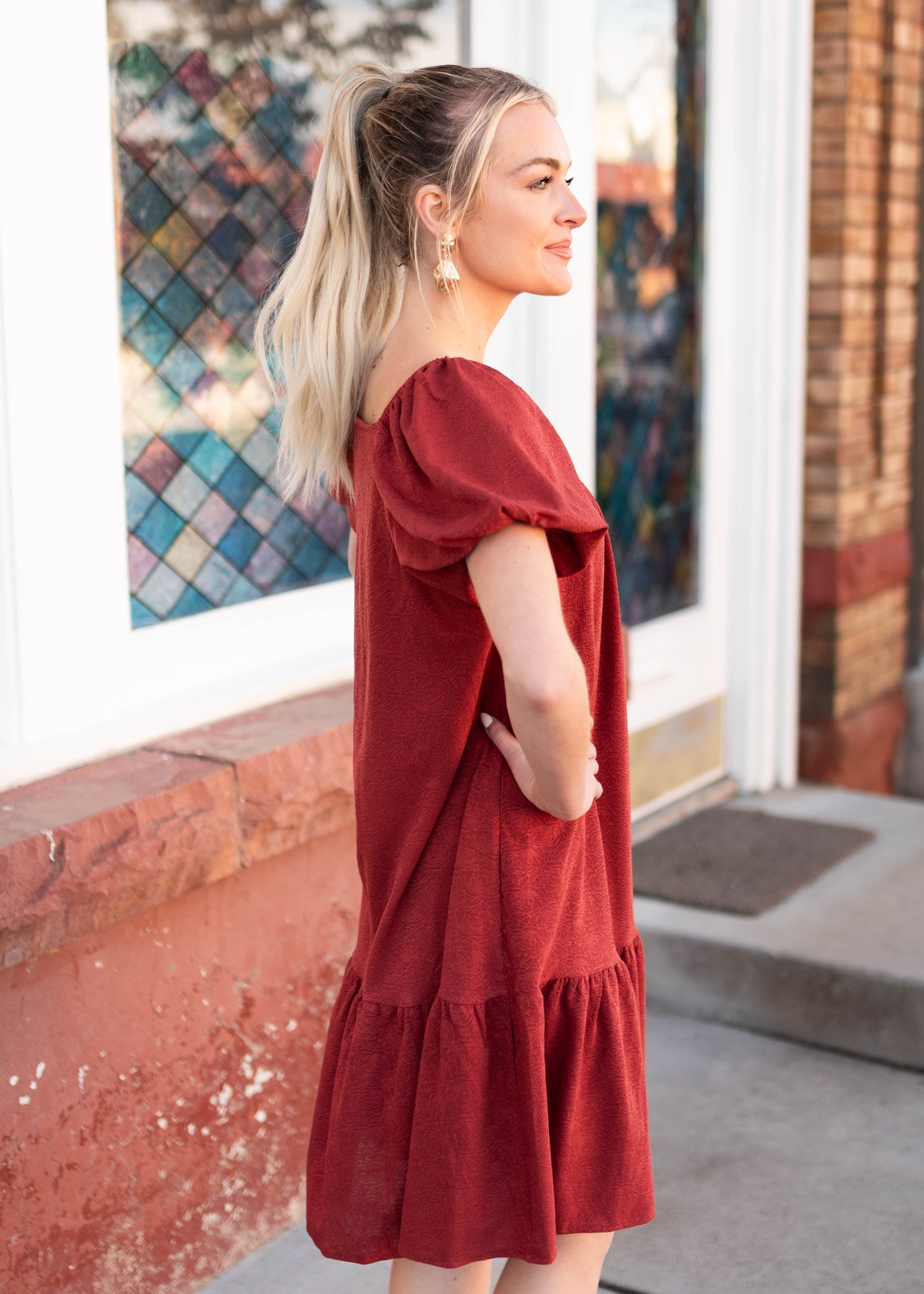 Leyla Rust Floral Dress