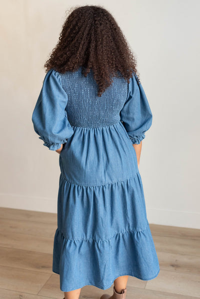 Back view of the vintage denim dress