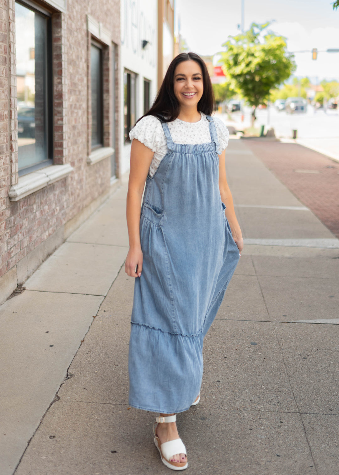 Lila Dark Denim Jumper Dress