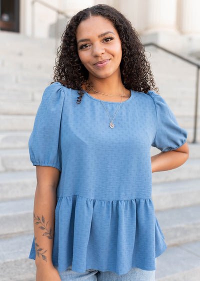 Blue peplum shirt