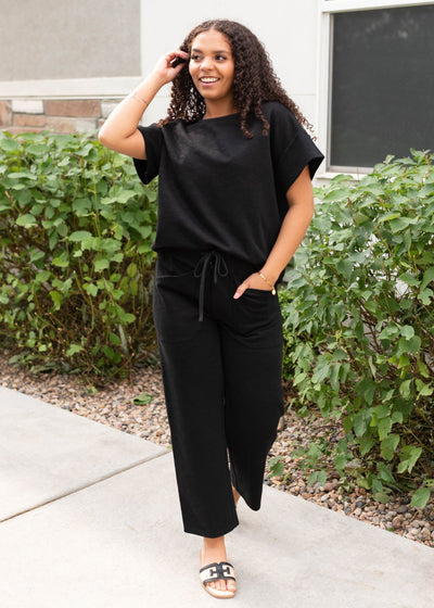 Crop black knit pants