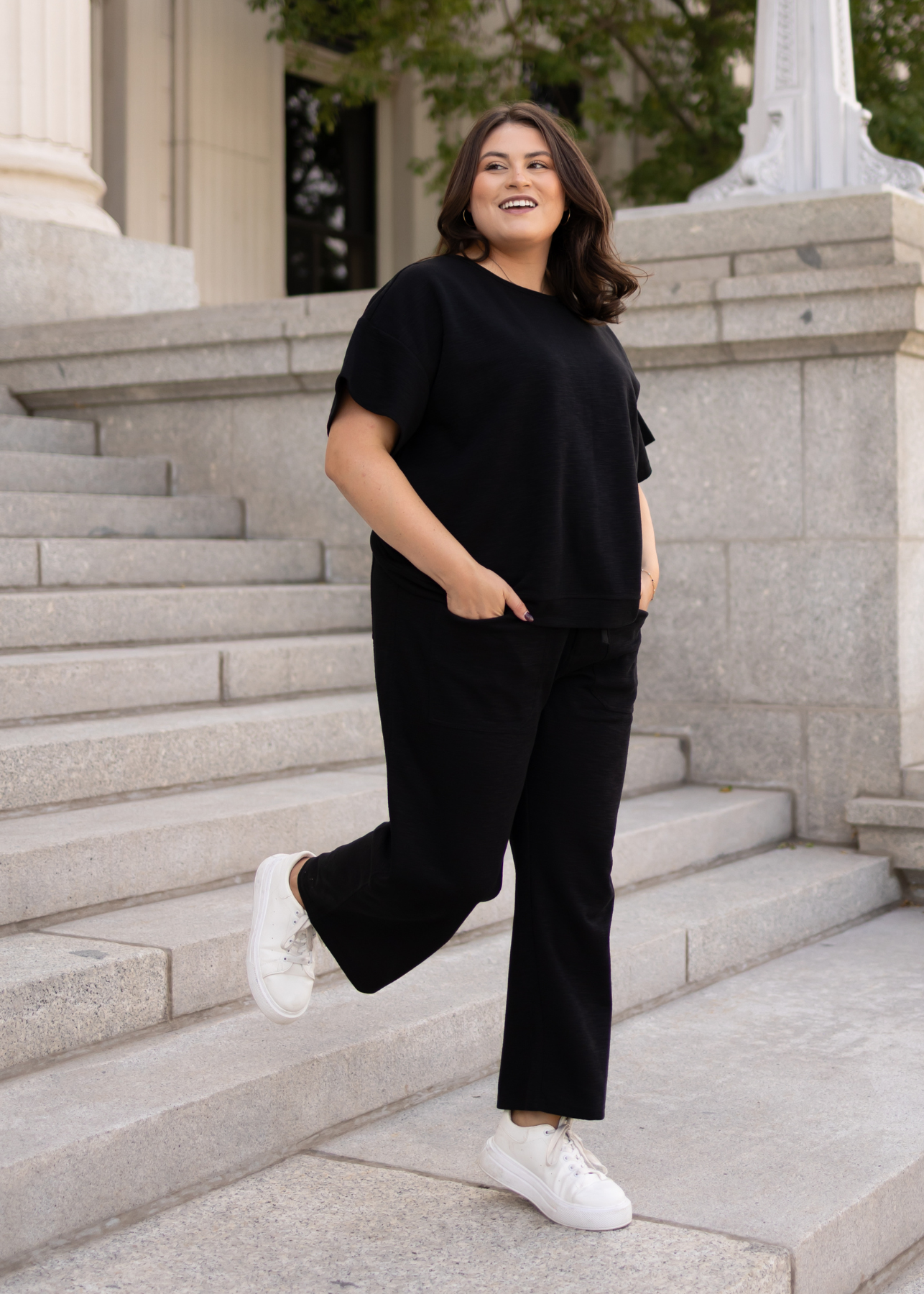 Black knit top in plus size by Lena Lou