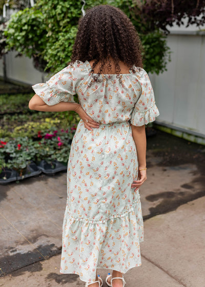 Back view of the mint floral dress