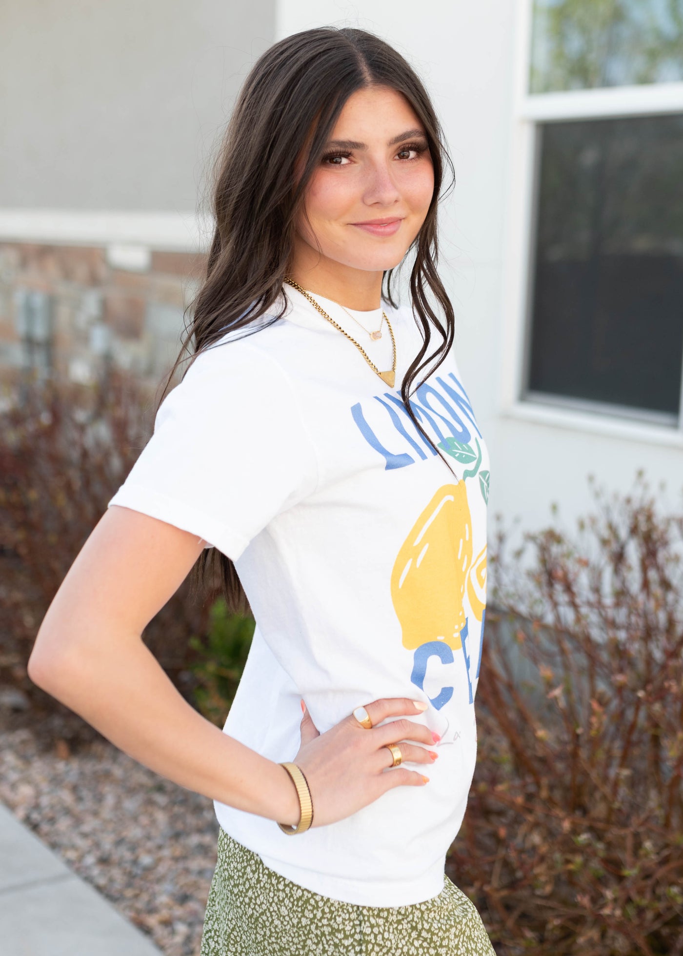 Side view of the cello graphic tee