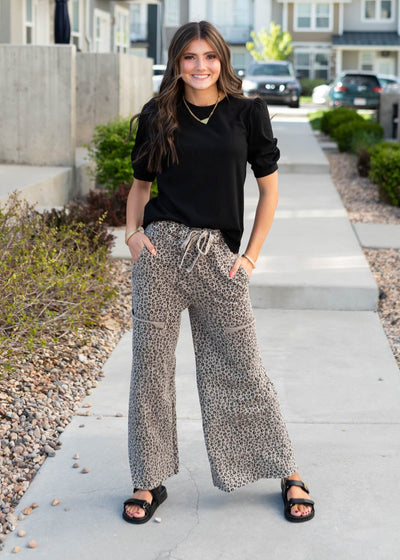 ASh brown leopard pants with ash trim