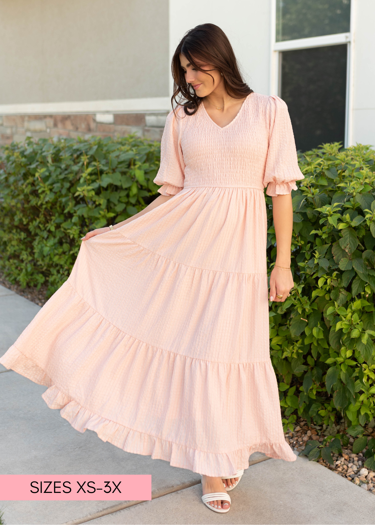 Liv Blush Smocked Dress