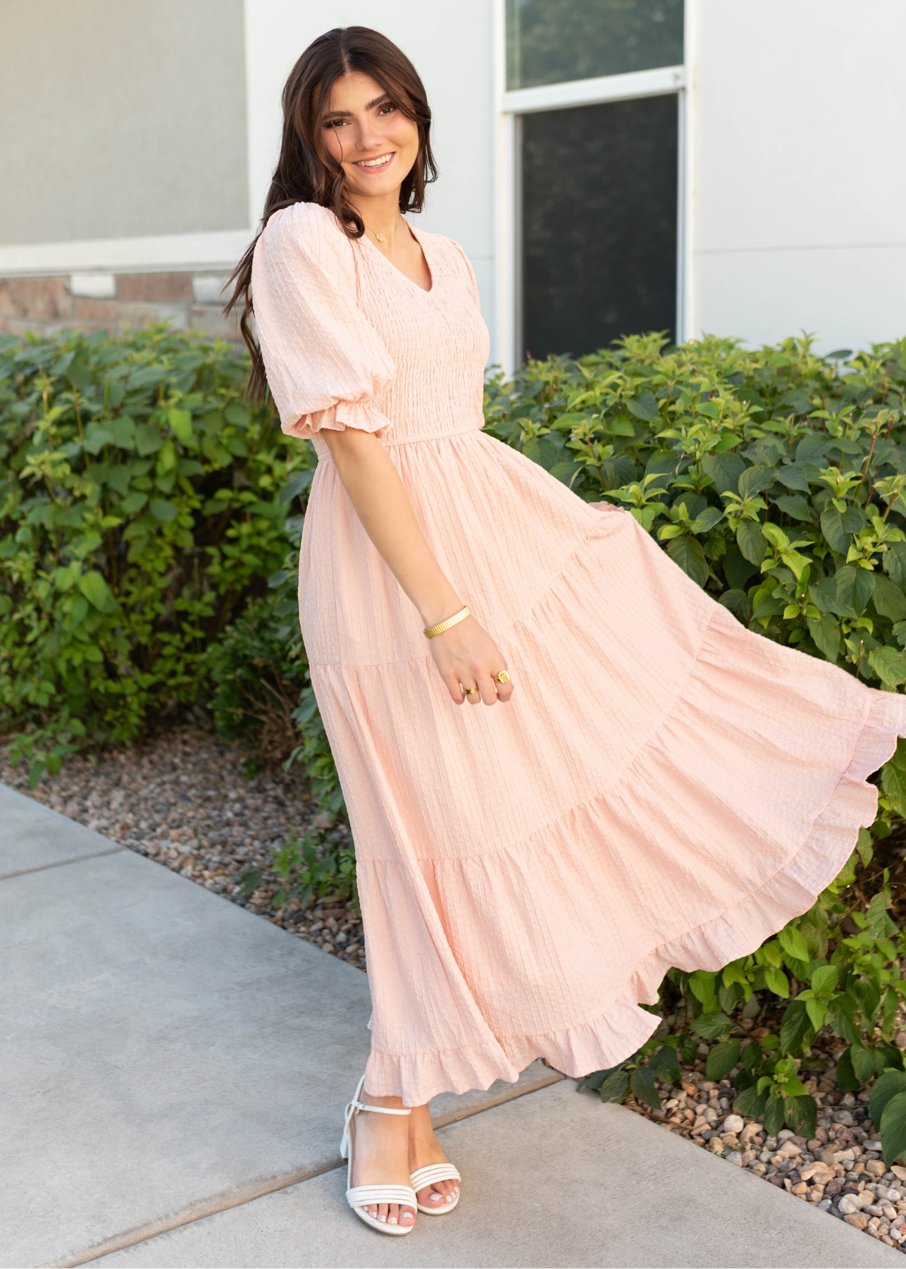 Liv Blush Smocked Dress