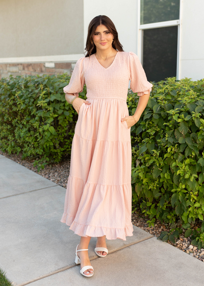 Liv Blush Smocked Dress