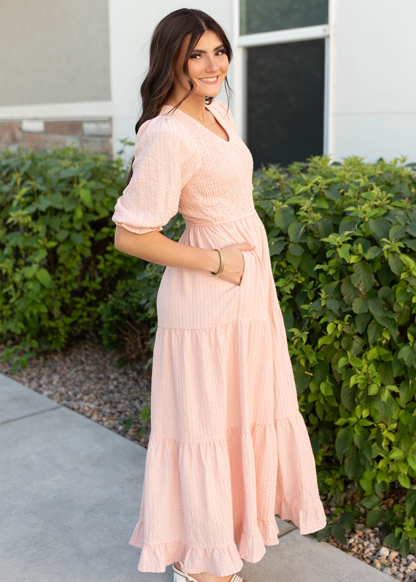 Liv Blush Smocked Dress