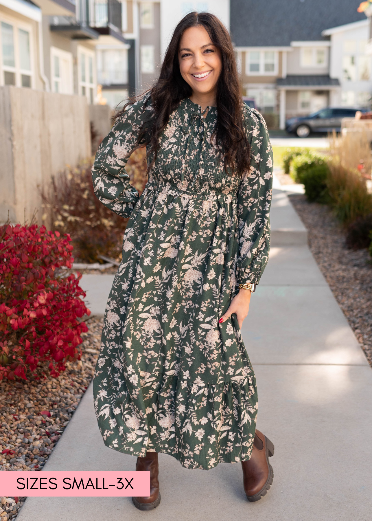 Lizabeth Green Floral Dress