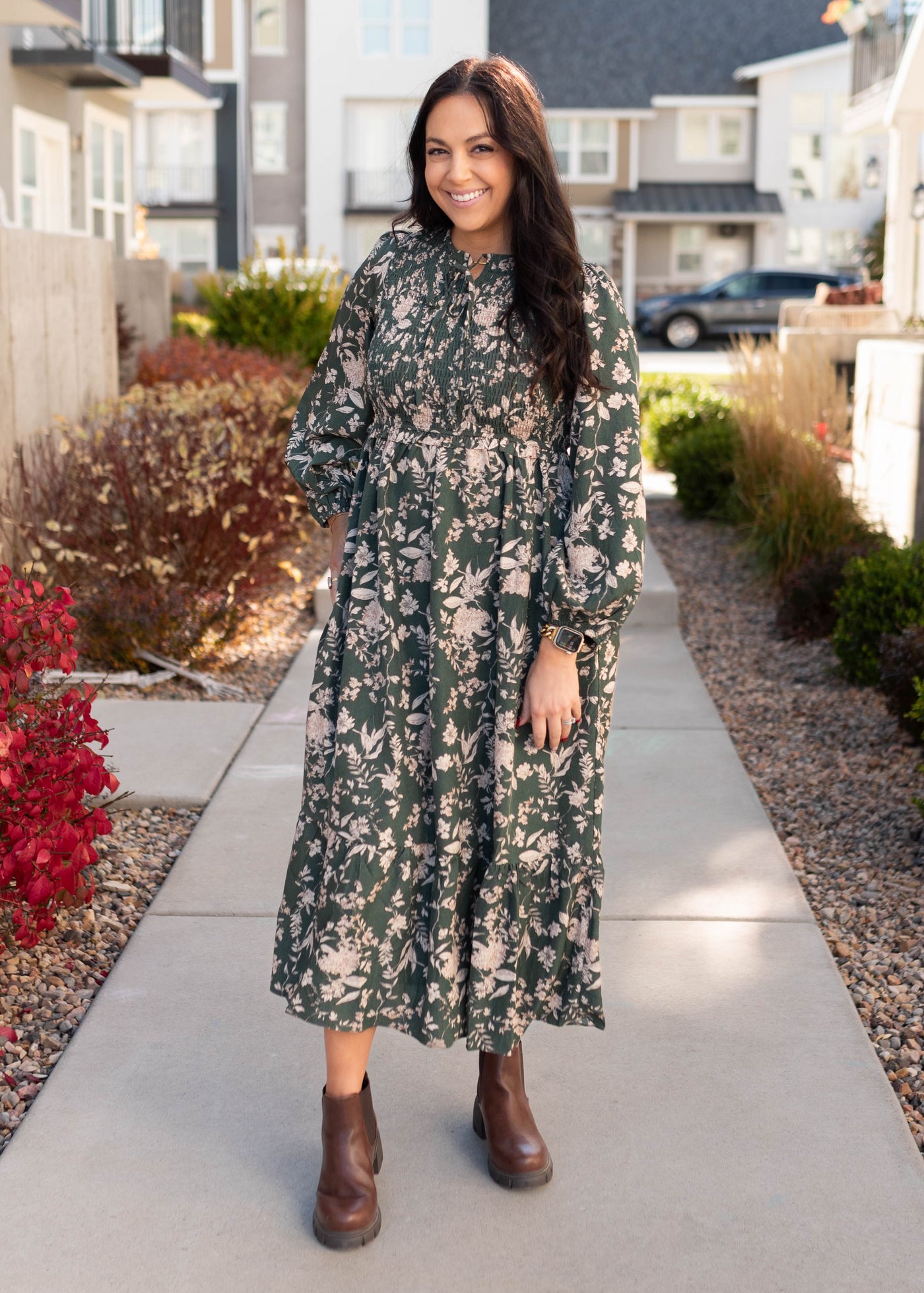 Lizabeth Green Floral Dress