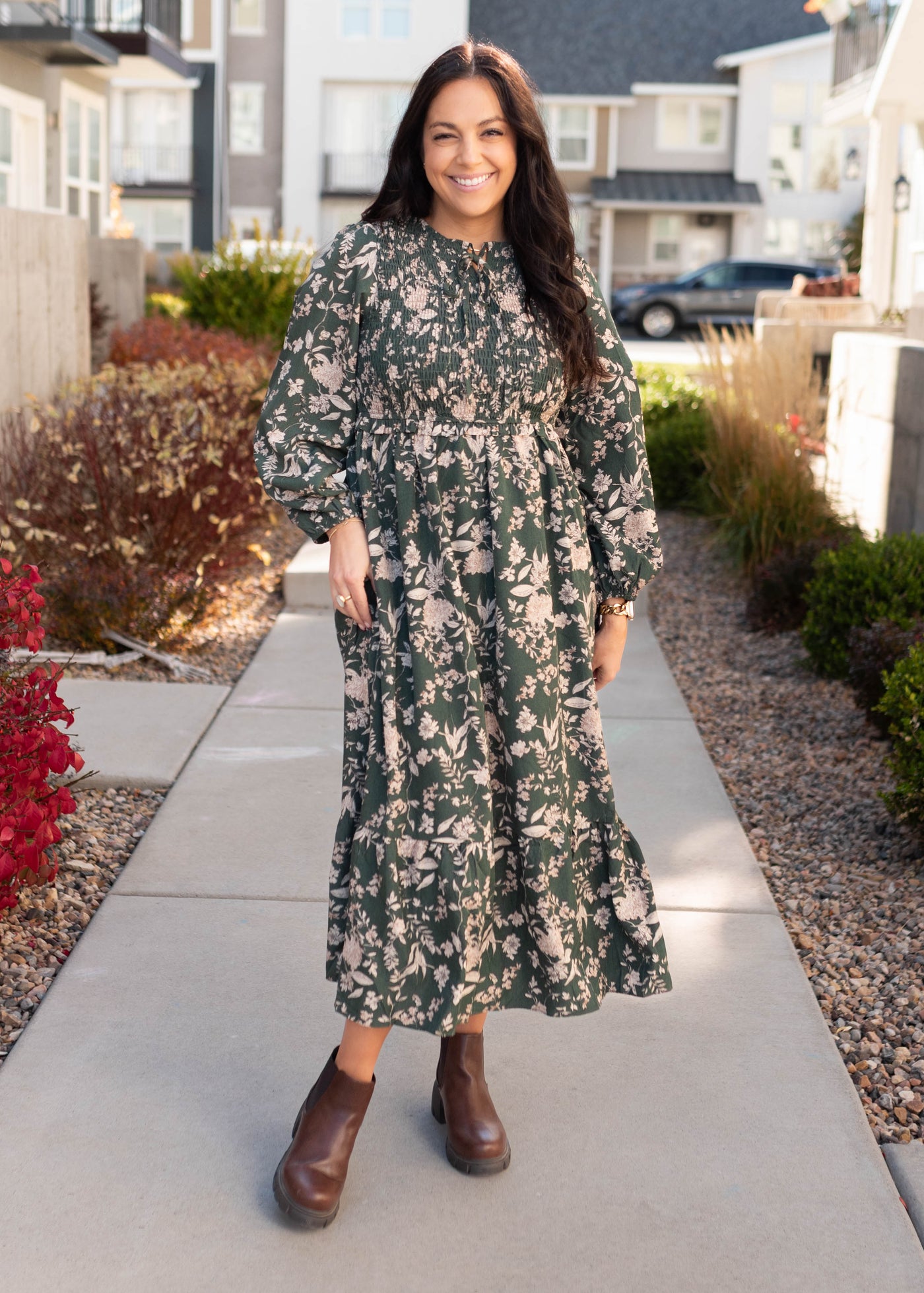 Lizabeth Green Floral Dress