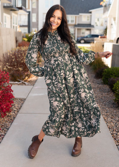 Lizabeth Green Floral Dress