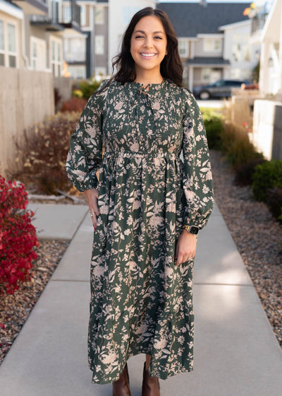 Lizabeth Green Floral Dress