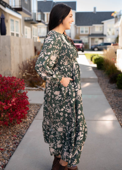 Lizabeth Green Floral Dress