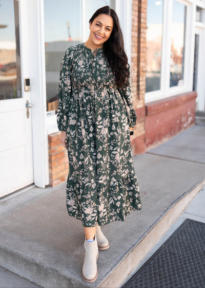 Lizabeth Green Floral Dress