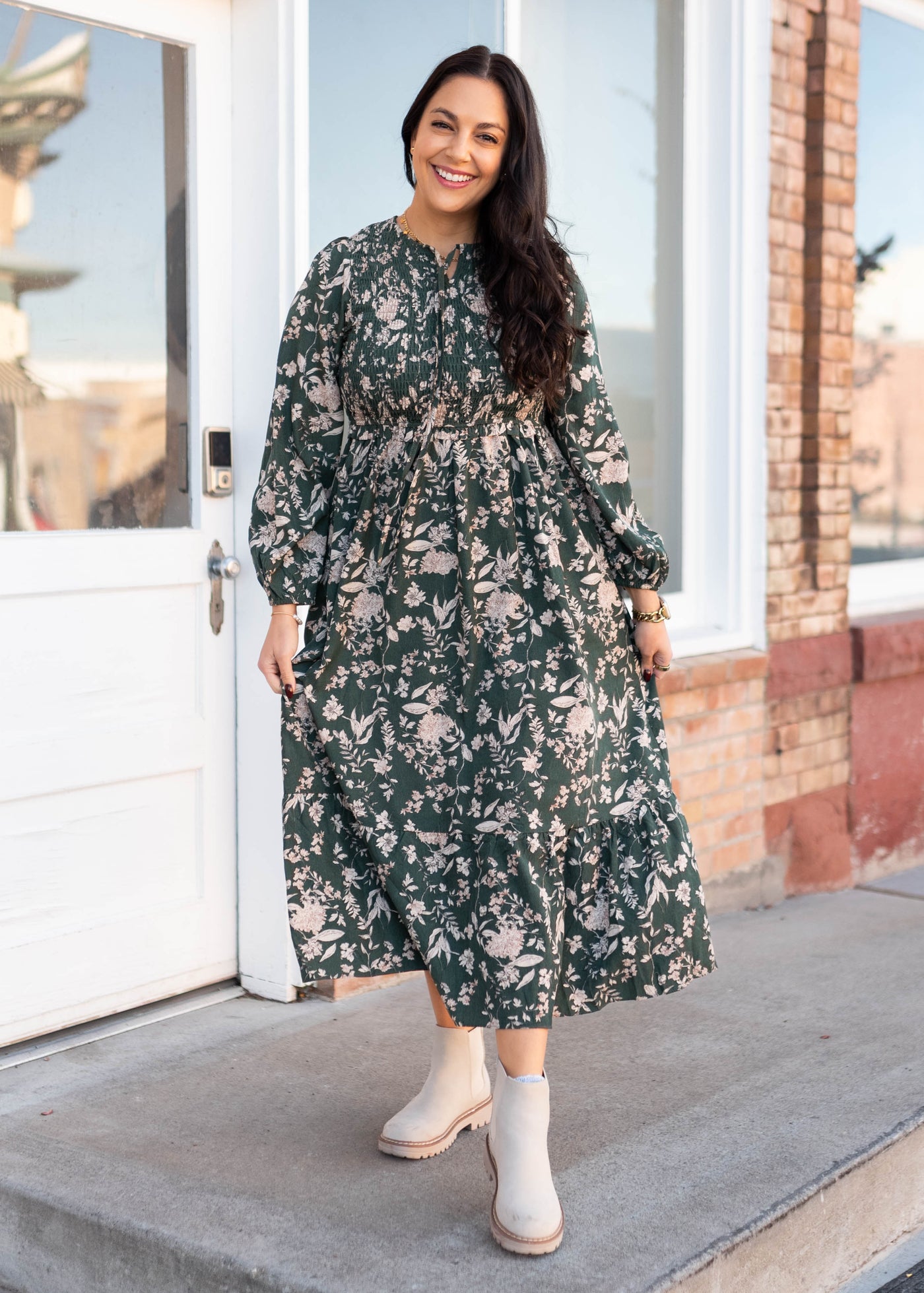 Lizabeth Green Floral Dress