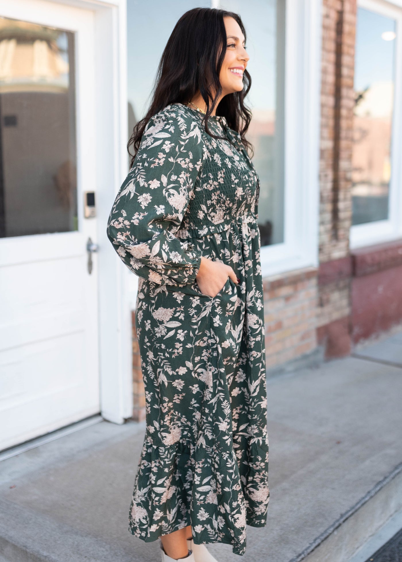 Lizabeth Green Floral Dress