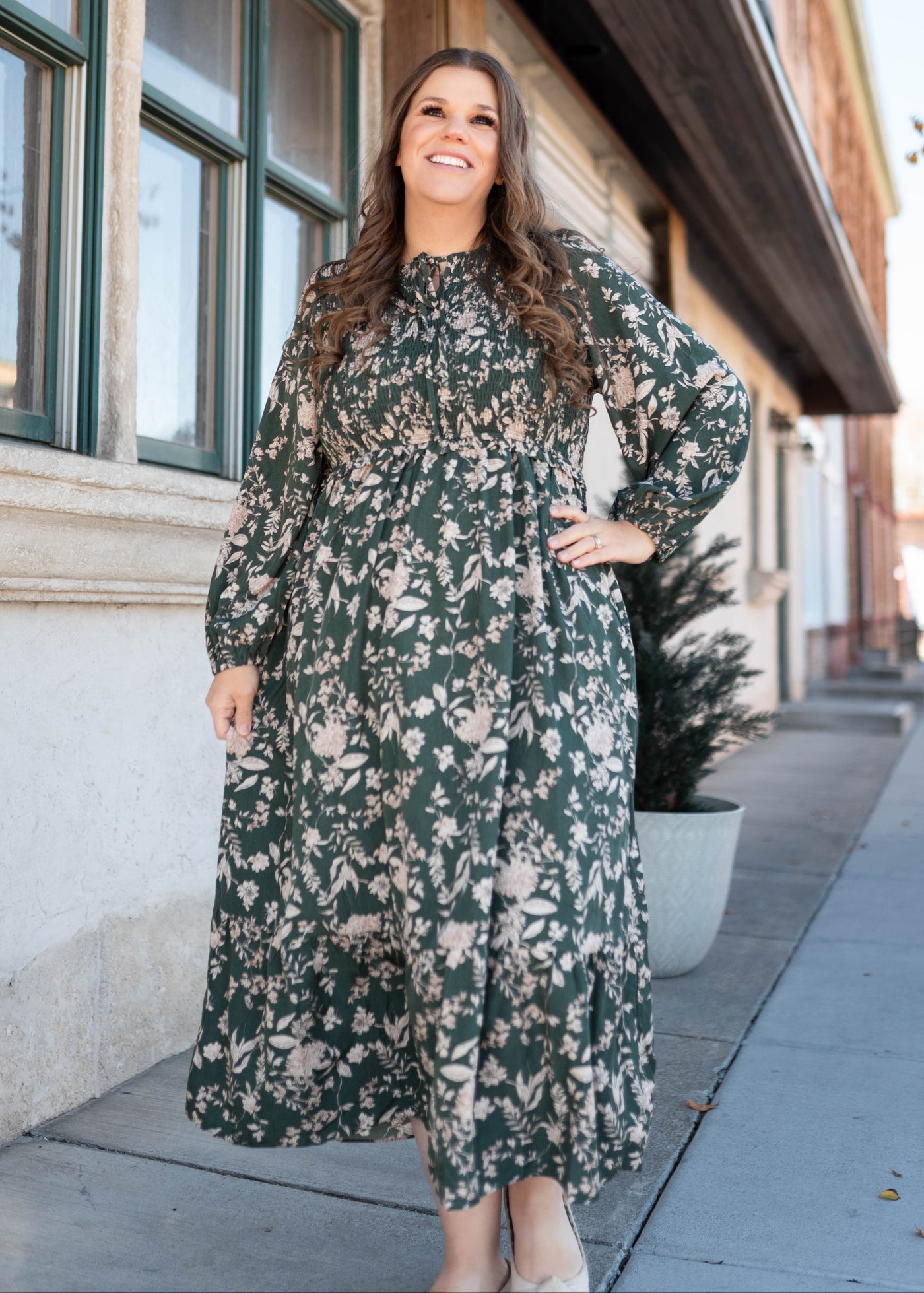 Lizabeth Green Floral Dress