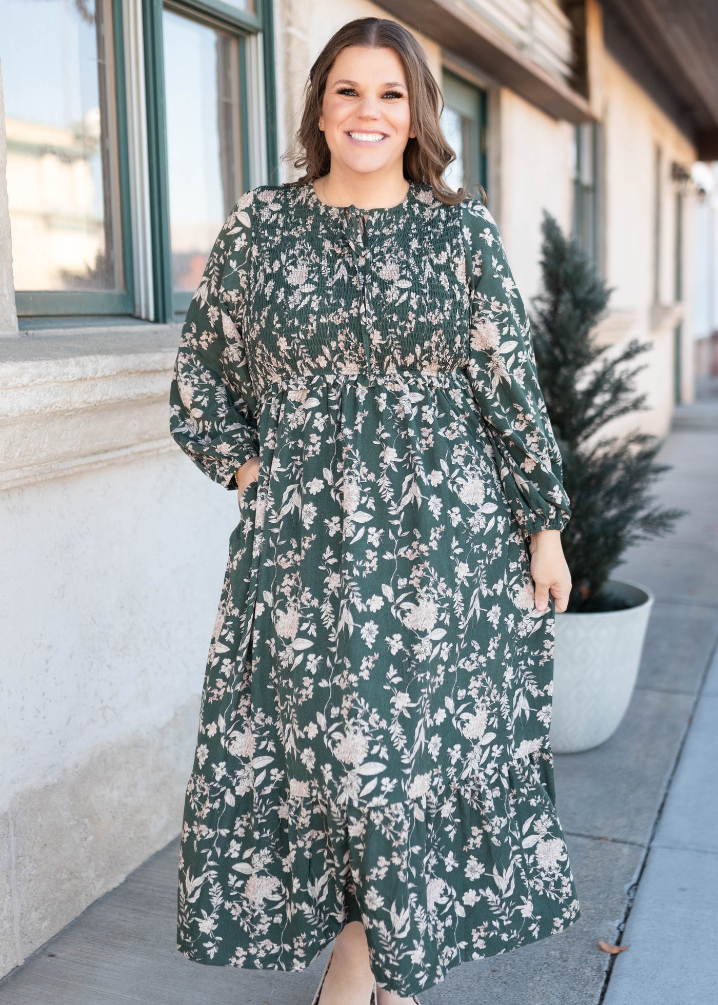 Lizabeth Green Floral Dress