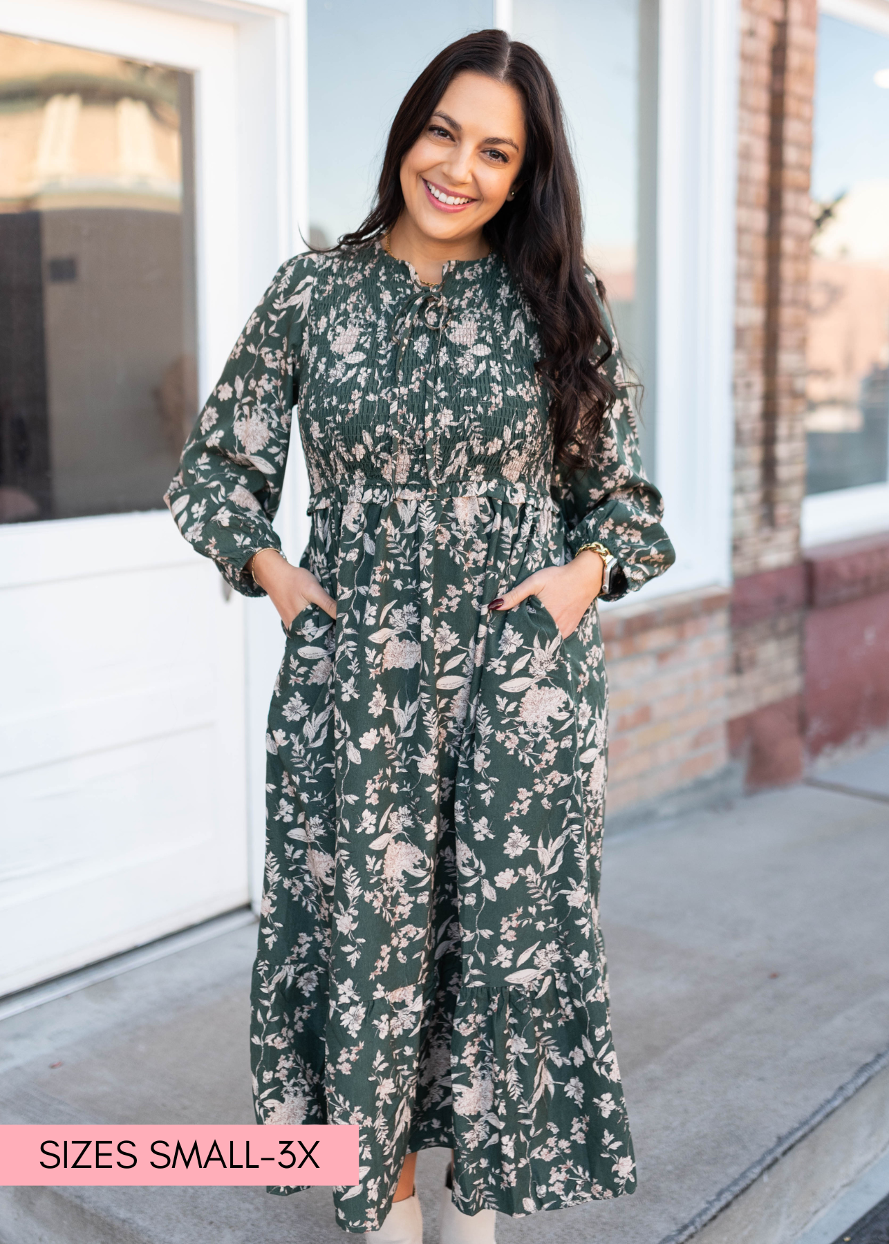Lizabeth Green Floral Dress