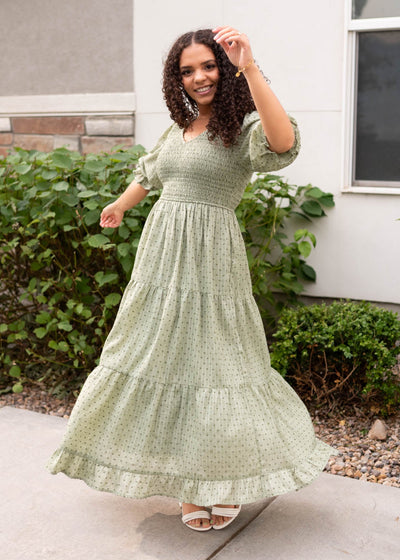 Lena Lou green smocked dress