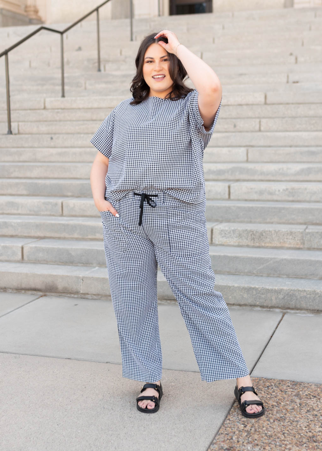 Lois Black Gingham Top