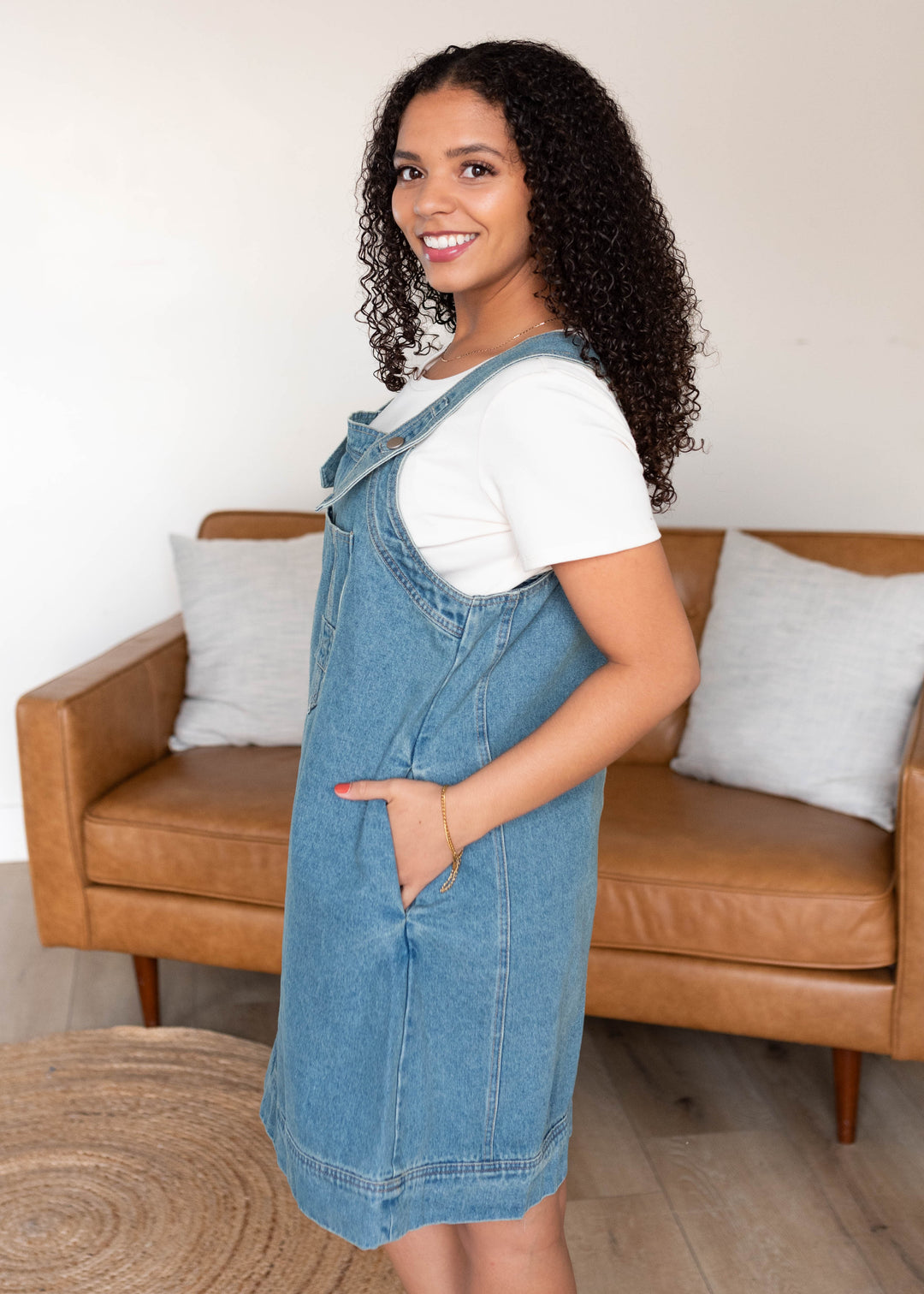 Lucille Washed Denim Overall Dress – Lena Layne