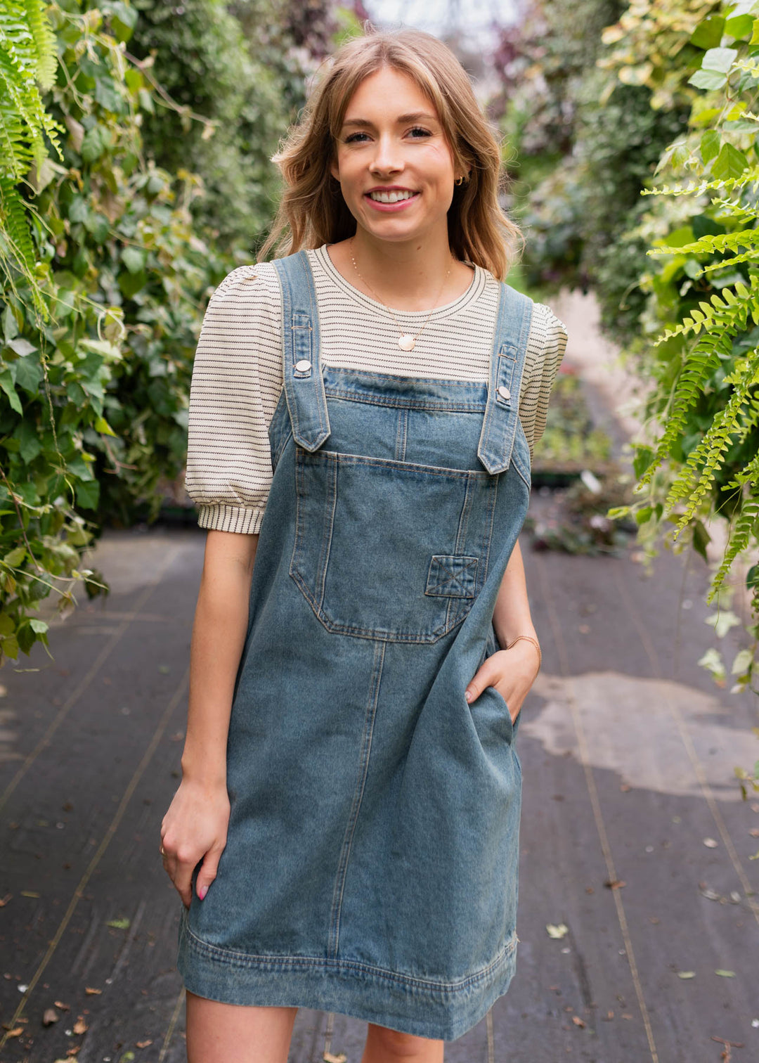 white christmas dresses Lucille Washed Denim Overall Dress – Lena Layne