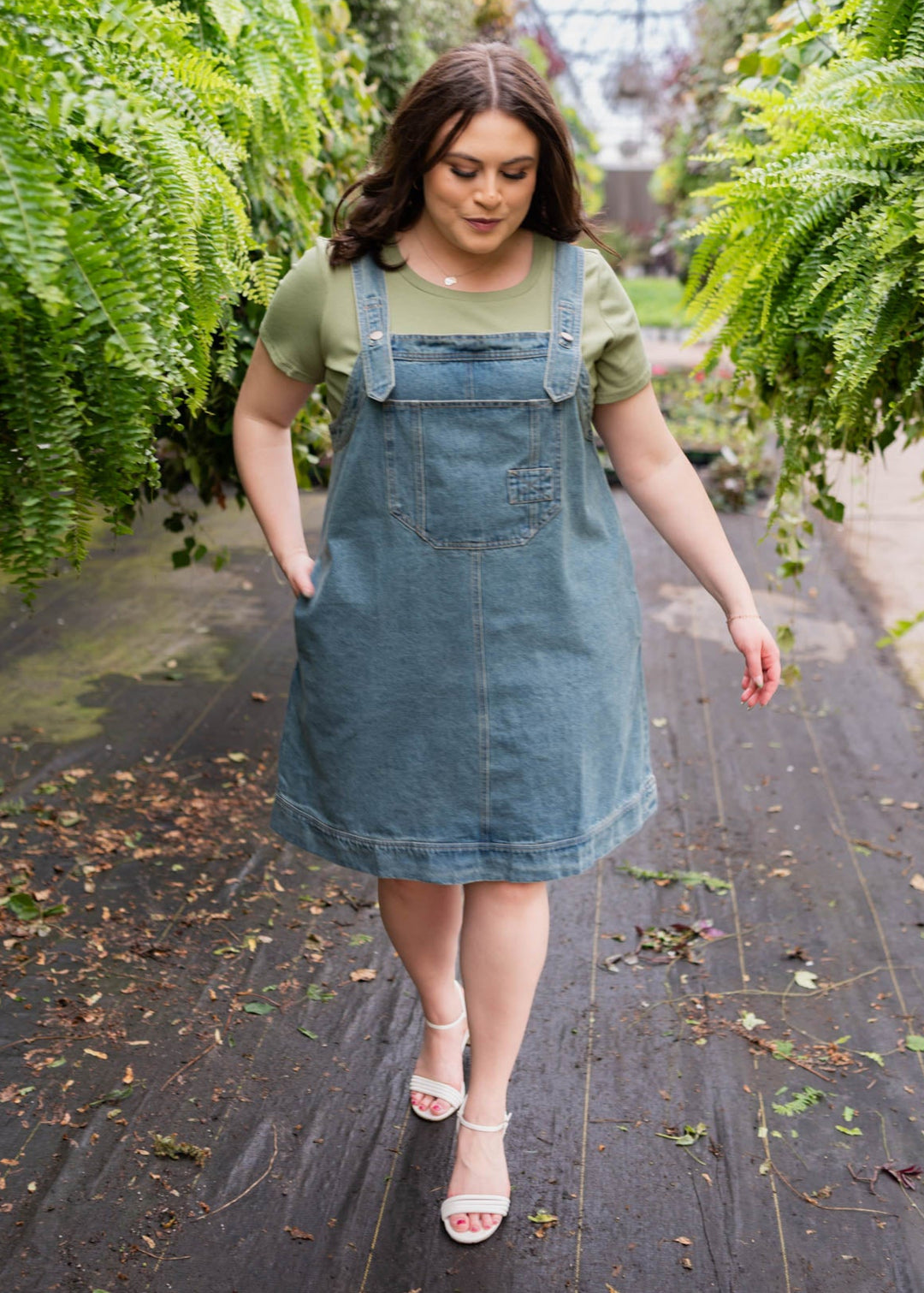 knee length dresses for ladies Lucille Washed Denim Overall Dress – Lena Layne