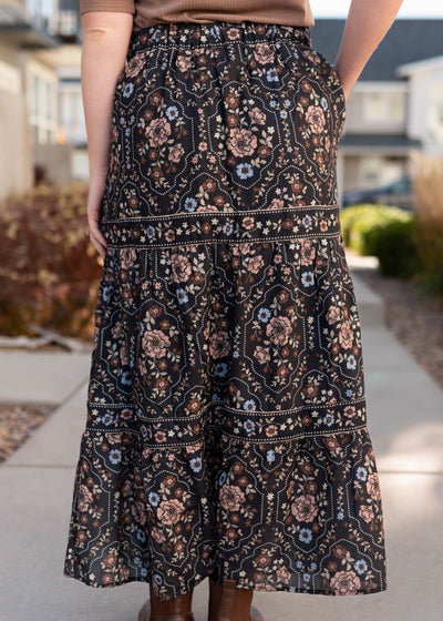 Luna Black Floral Skirt