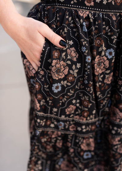 Luna Black Floral Skirt