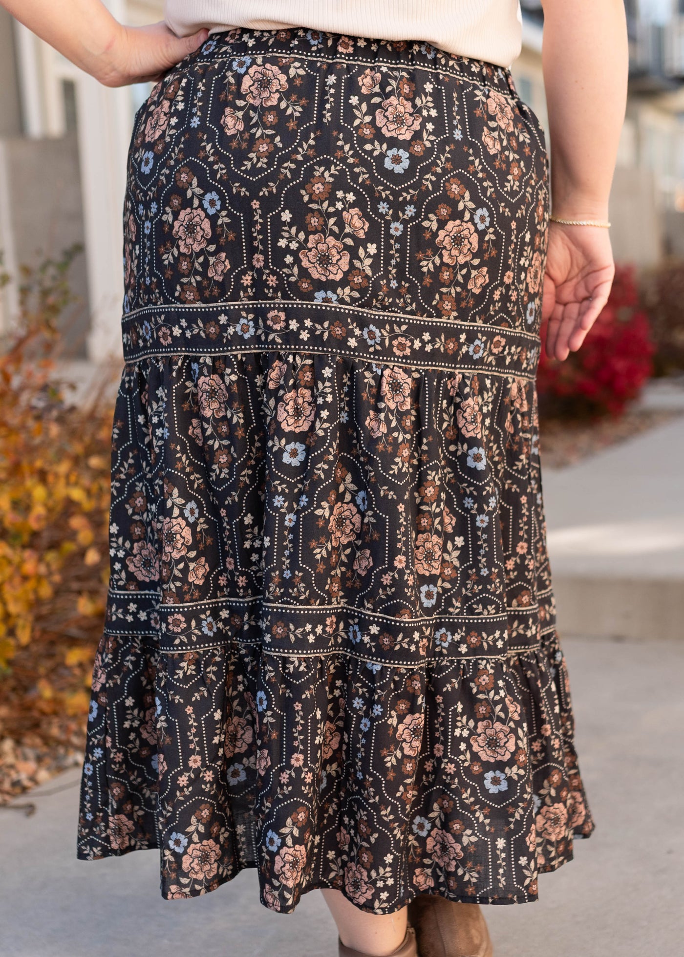 Luna Black Floral Skirt