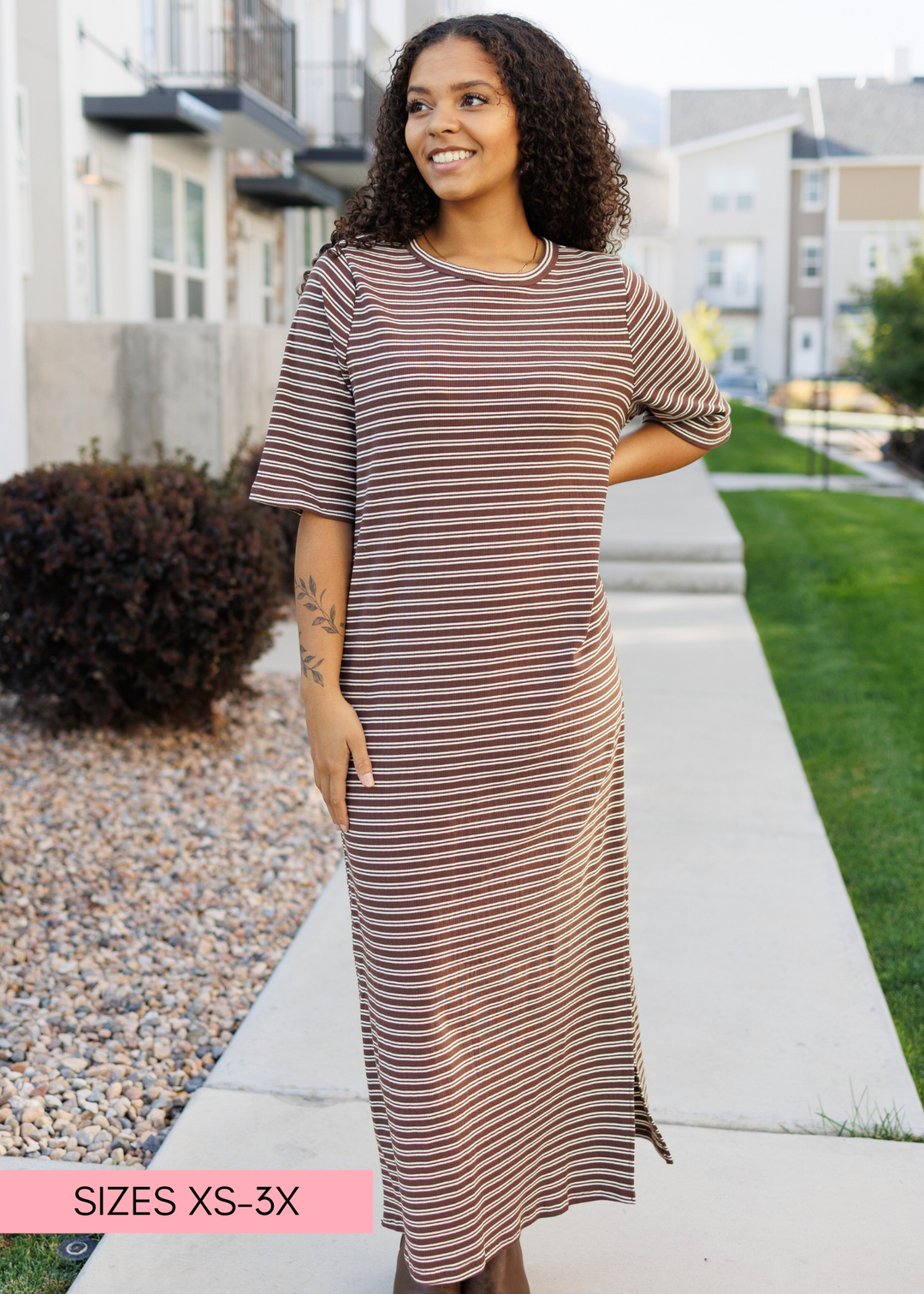 Lydia Chestnut Stripe Maxi Dress Lena & Lou – Lena Layne