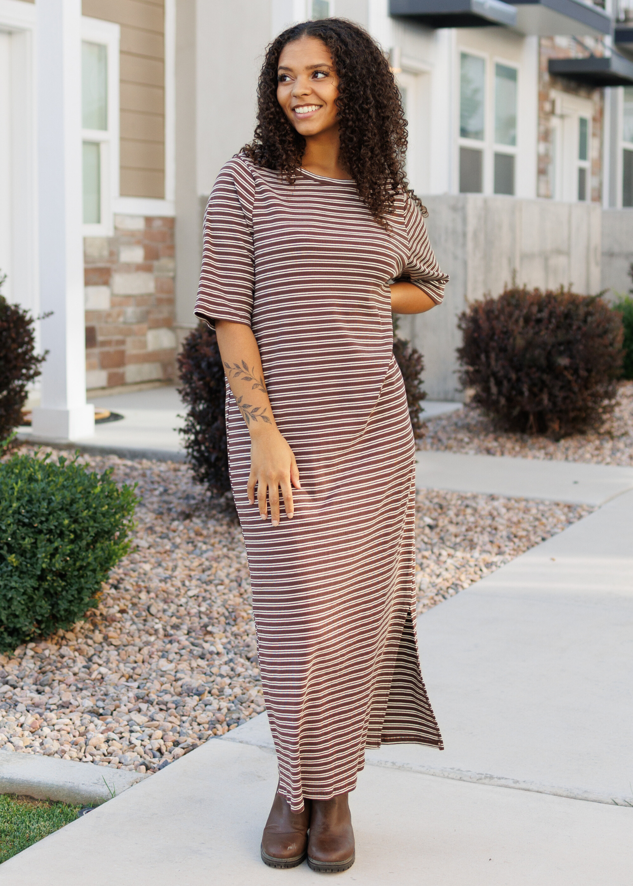 Chestnut stripe dress