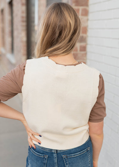 Back view of the flower patch sweater vest