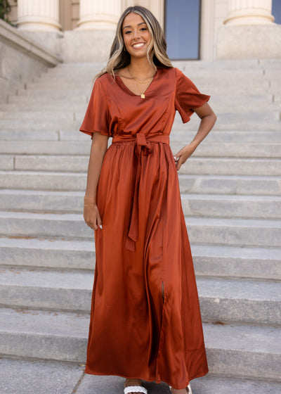 Short sleeve brick wrap style dress