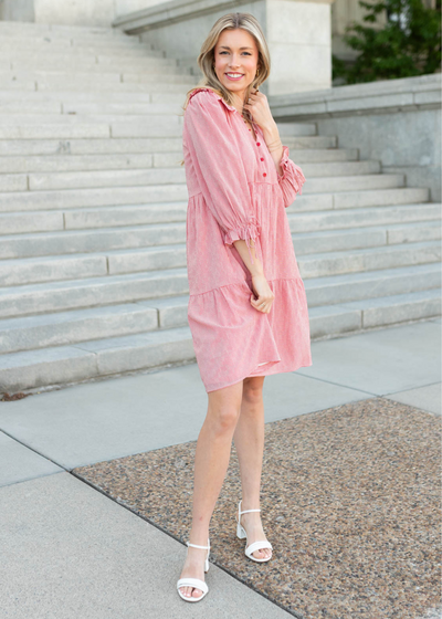 Side view of the red gingham dress