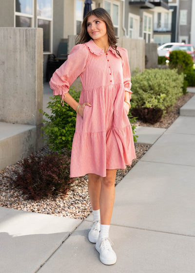 Red gingham dress with pockets