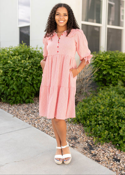Button up bodice on the red gingham dress