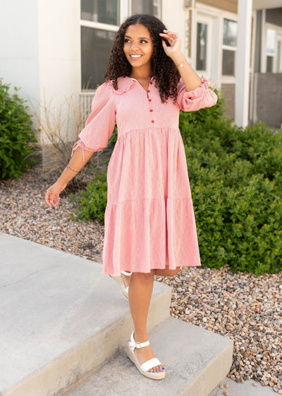 Red gingham dress with collar