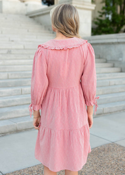 Back view of the red gingham dress