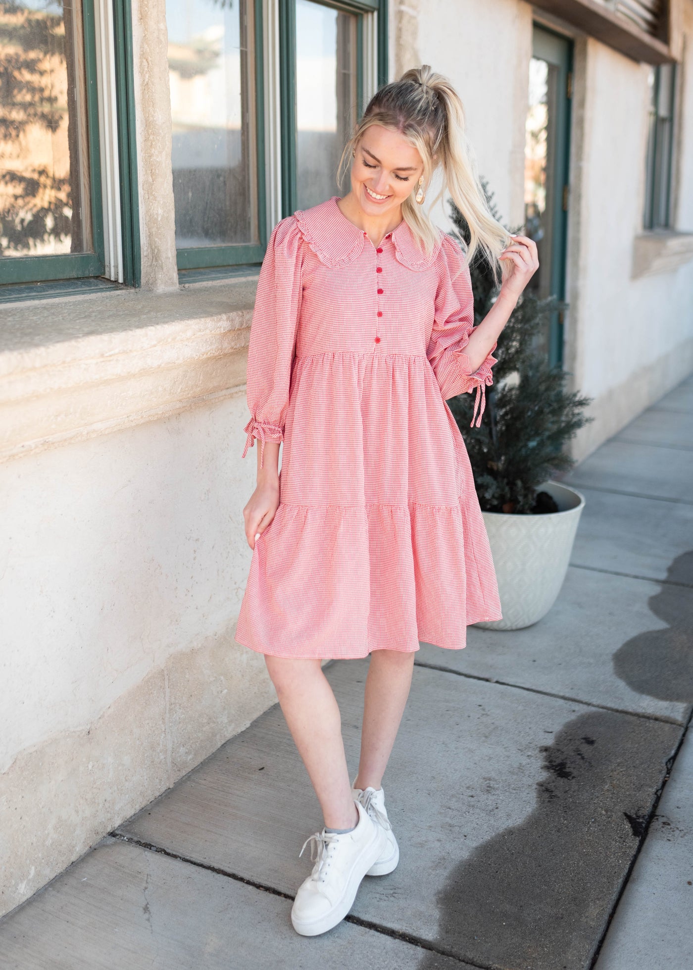 Macie Red Gingham Dress