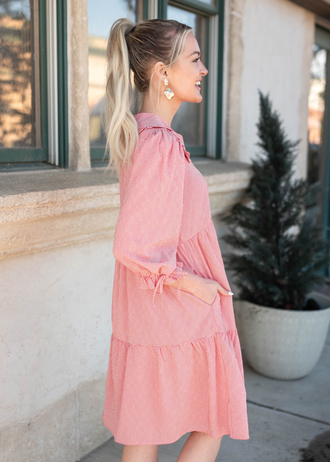Macie Red Gingham Dress
