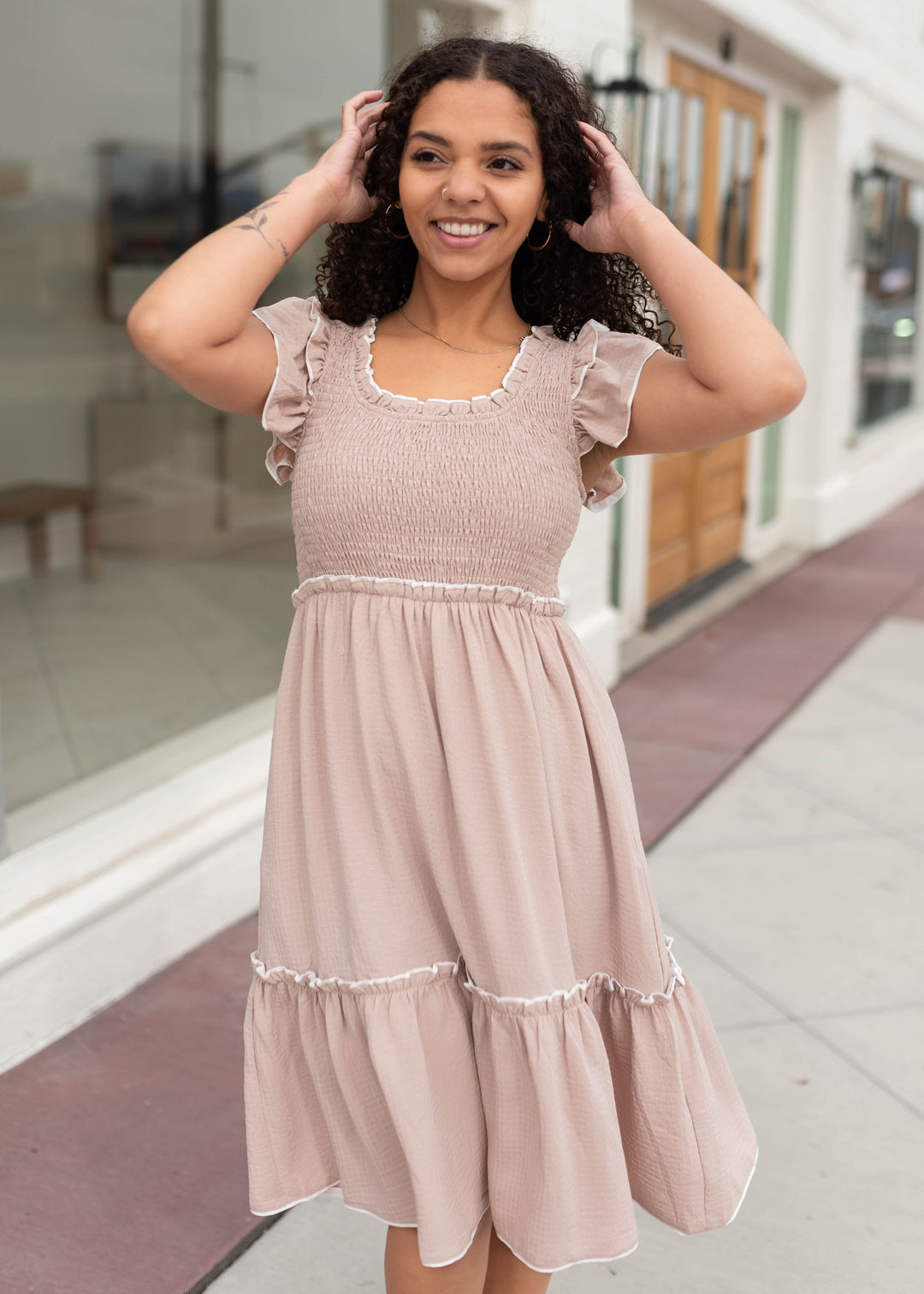 blush pink maxi dress Light Pink Long Sleeves Maxi Dress – shopaleena main image 1