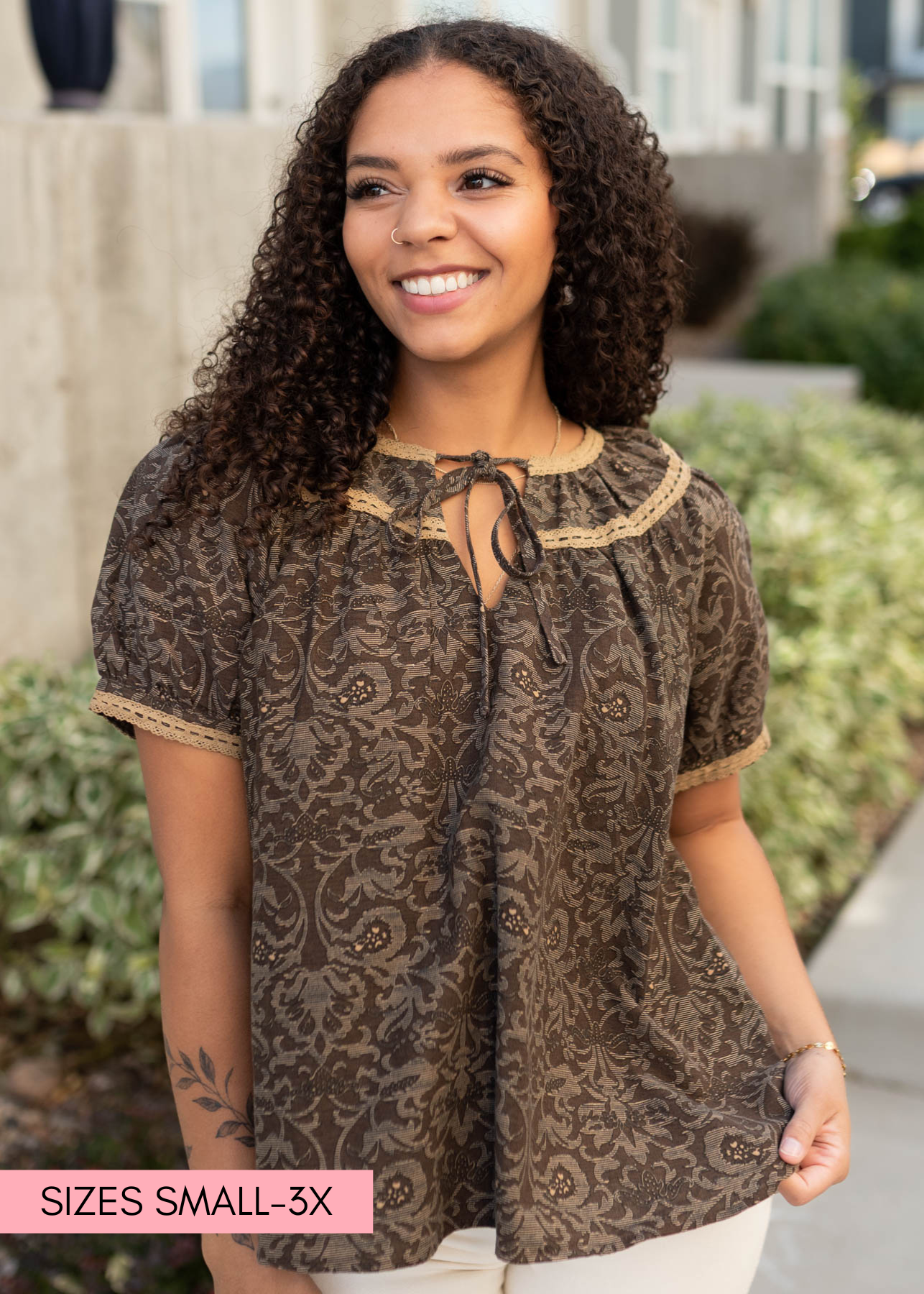 Brown pattern top