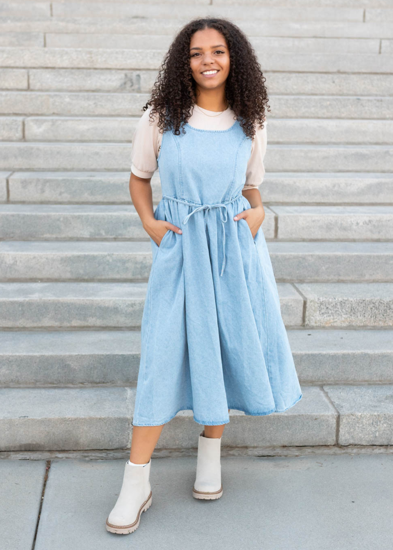 Denim Light Blue Jumper Outfit Baby Blue Oversized Cable Knit