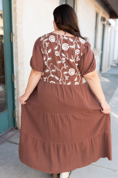 Maeve Brown Embroidered Dress
